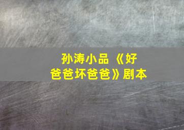 孙涛小品 《好爸爸坏爸爸》剧本